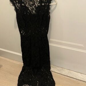 Alexis black midi lace dress